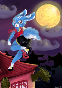 Chinese blue bunny  by tanukimapache