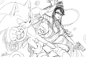 Bayonetta and Sonic by soina