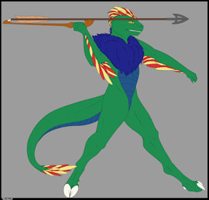 Atlatl Training (colored) by CaffienatedCheese