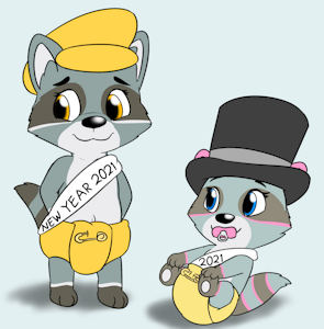 New Years Raccoons by BlazeHeartPanther