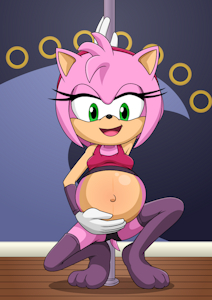 Pregnant Amy Rose Pole Dancing by Xniclord789x