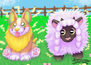 Yamper and Wooloo by ThatBlackFox