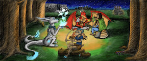 YCH: Adventure Party Campfire by raletheotter