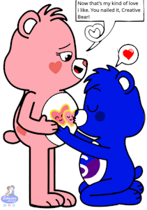 Creative Bear kissing Love-a-Lot Bear's tummy by SebGroupArts2009
