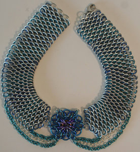 Silver-Blue Helm Chain Collar by Molla