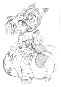 Sammy + Tails Hug by FoxLee