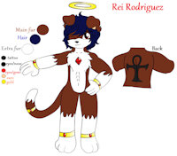 Rei Rodriguez Ref by reitheguardian - dog, male, reference sheet, men, spirit, emerald, canid, ghost, angel, ankh, wink, pearls, emeralds, rei rodriguez