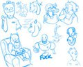 [Fanart] Oh No Undertale Sketches by Malachyte