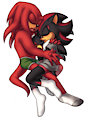 Knuckles and Shadow Spooning by sircharles