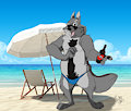 Beach wolf dad by hyenafur