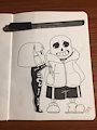 Inktober 2 - Frisk and Sans by BlueChika
