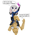 Judy Hopps mounts a droid by BunnyInquisitor