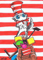 funny cat in the hat aceo by kingzoidlord