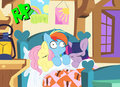 Multicoloured companionship equines in bed by RiP