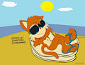 Hershey the cat sunbathing ( going orange ) by DARKZADAR