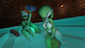 Gardevoir and roserade at the pool