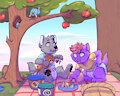 Picnic with a wolf by Landis