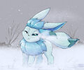 an ice-type Eevee in some strong wind. by OtakuAP