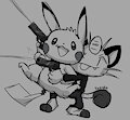 Team Rocket Meowth x Pikachu 2 sketch by KAZOKO