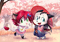 2 cuties at japanese spring by RickSoftpaw
