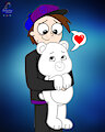(collab) Mr.S holding a Care Bear in his arms by SebGroupArts2009