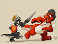 Knight vs Dragon by pandapaco