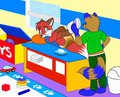 Foxy try to cover his messy diaper by RonaldMcCoon