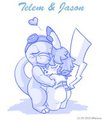 Telem and Jason Hugging - Sketch [GIFT] by Raukue